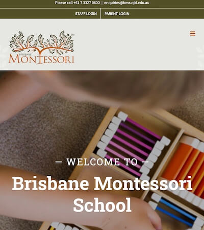 Content Creation Brisbane example, website for Brisbane Montessori School